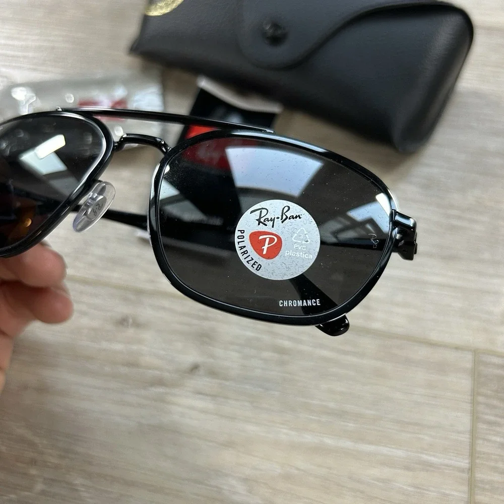Ray-Ban RB 3708 002/K8 Sunglasses Black Polarized Chromance Glass 59mm with Case